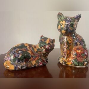 Adorable Vintage Patchwork Ceramic Cats